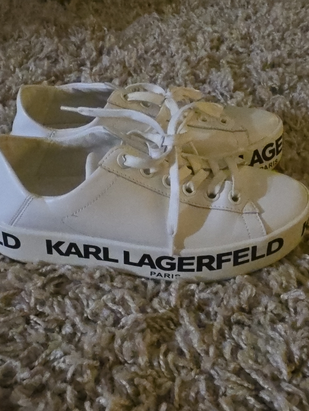 Karl Lagerfeld White Sneakers with Black Logo Sole